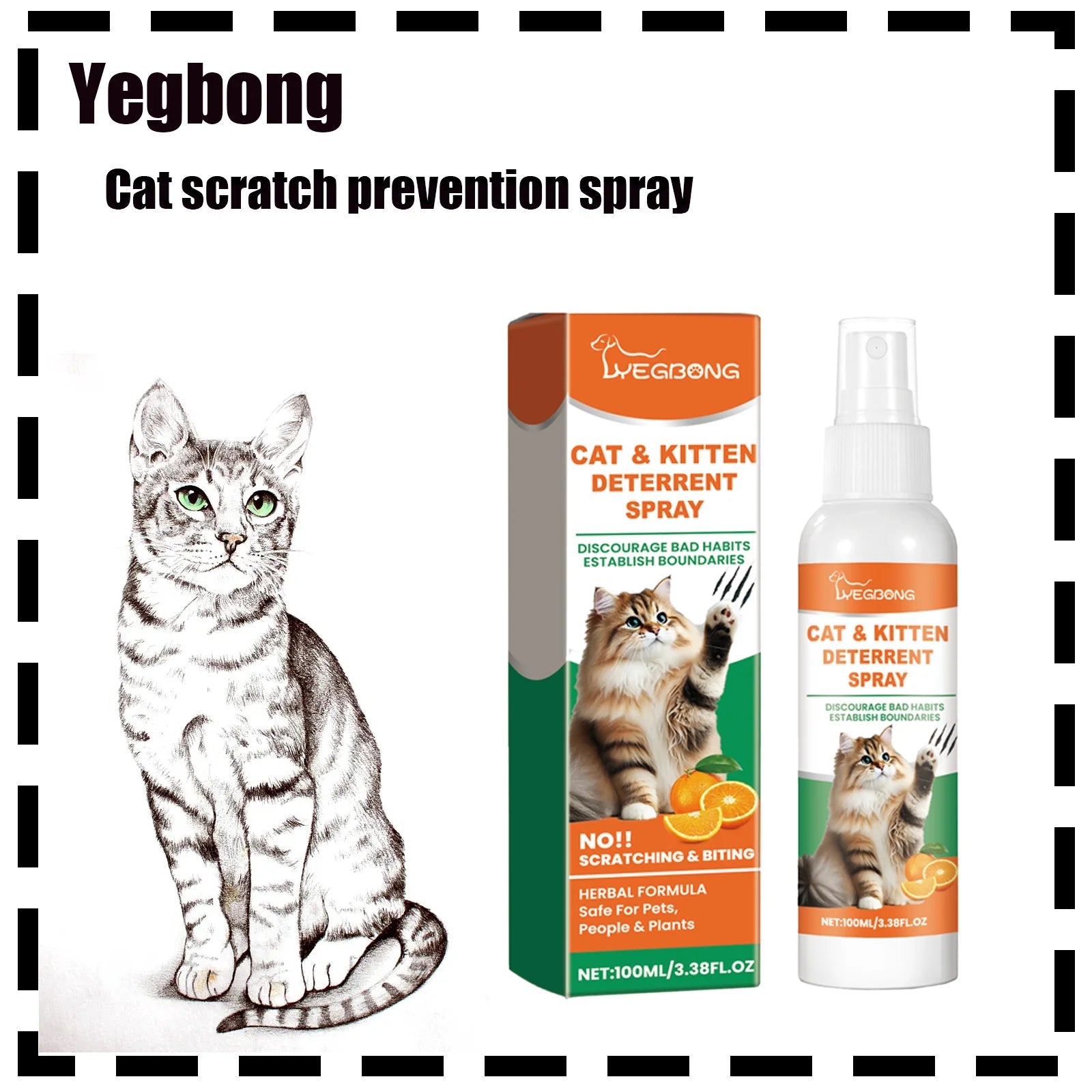 Pet Anti Scratch Spray Restricted Area Scratch Training Stop Sofa Chewing Anxiety Relief Calming Cat Furniture Protector Spray - CalmPaws