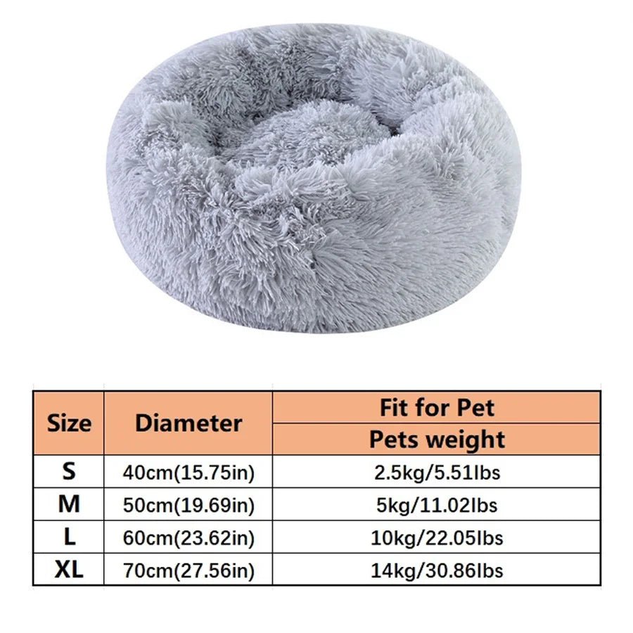 Soft Pet Cat Bed Pad Plush Warm Faux Fur dog Calm Bed Donut Round Bed Comfortable Sleeping Washable for Small Medium Dog and Cat - CalmPaws