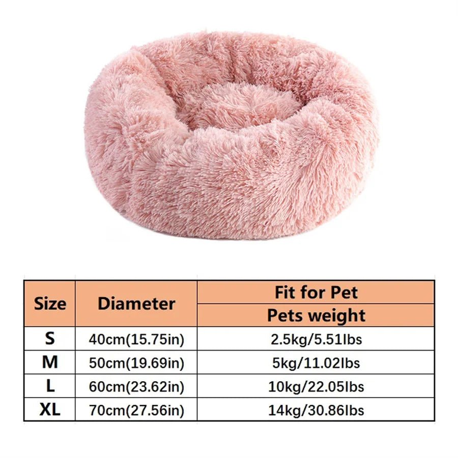 Soft Pet Cat Bed Pad Plush Warm Faux Fur dog Calm Bed Donut Round Bed Comfortable Sleeping Washable for Small Medium Dog and Cat - CalmPaws