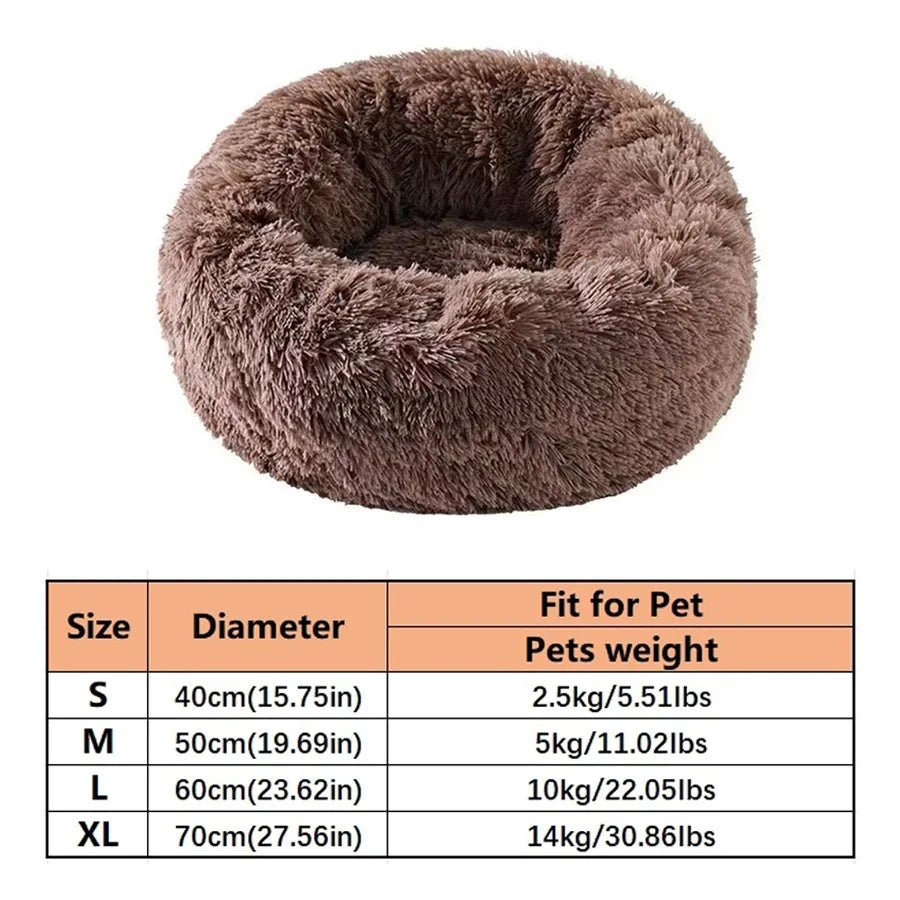 Soft Pet Cat Bed Pad Plush Warm Faux Fur dog Calm Bed Donut Round Bed Comfortable Sleeping Washable for Small Medium Dog and Cat - CalmPaws